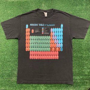 Vintage Y2K Periodic Table Elements T-Shirt Black M Science Nerd Geek Chemistry